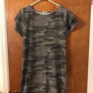 First Love Camouflage Tee Dress in Green and Gray